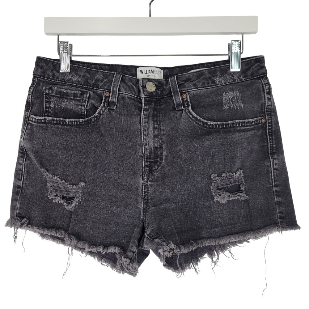 William Rast Women's Black Grunge Denim Shorts Size 29 Studded Distressed Frayed
